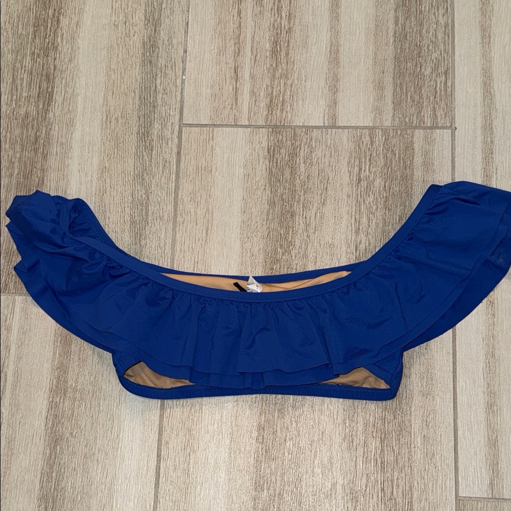 J. Crew Blue Ruffled Bikini Top Small - Picture 5 of 5